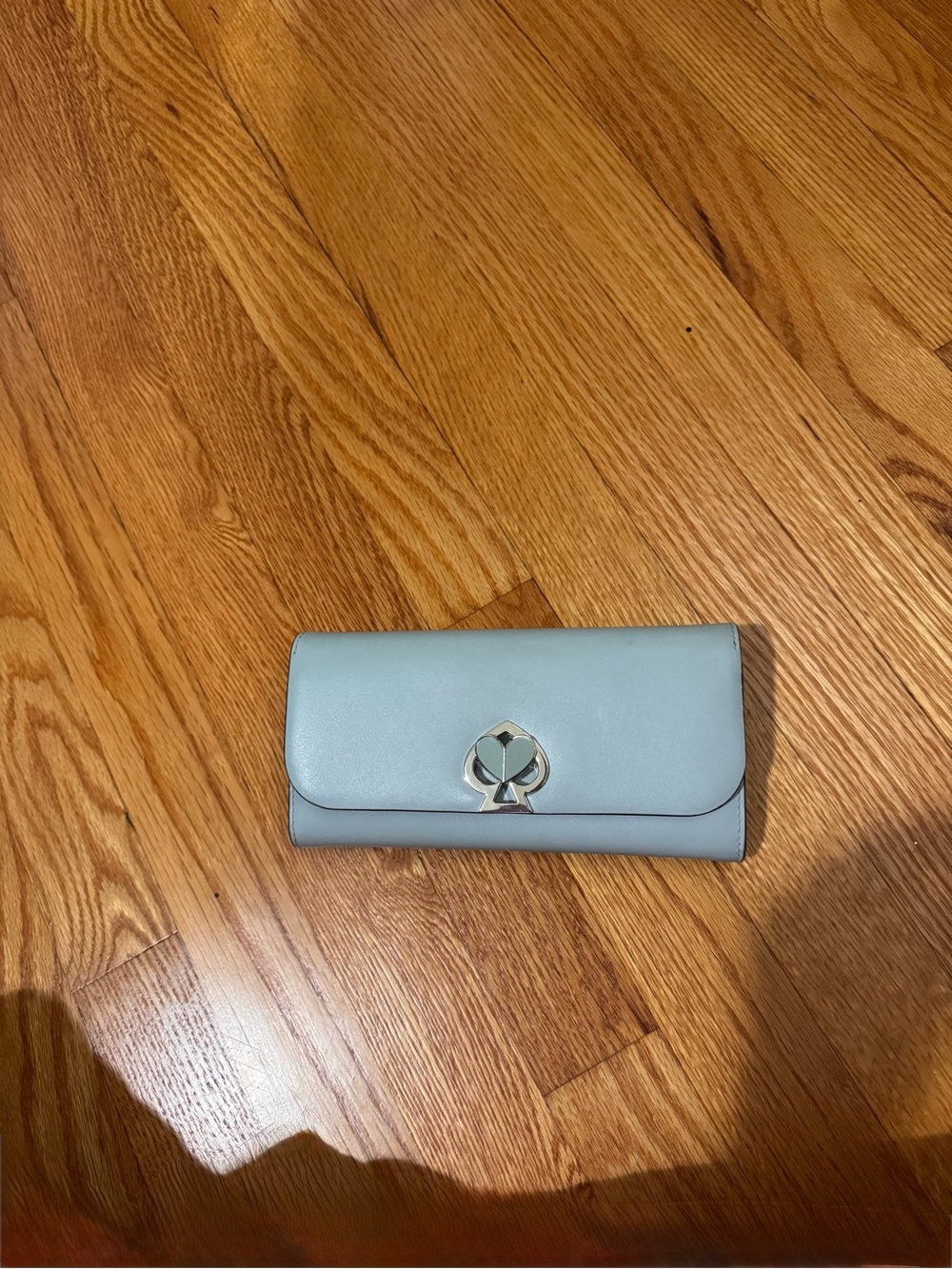 kate spade Powder Blue Fold-Over Wallet with Metal Spade Emblem